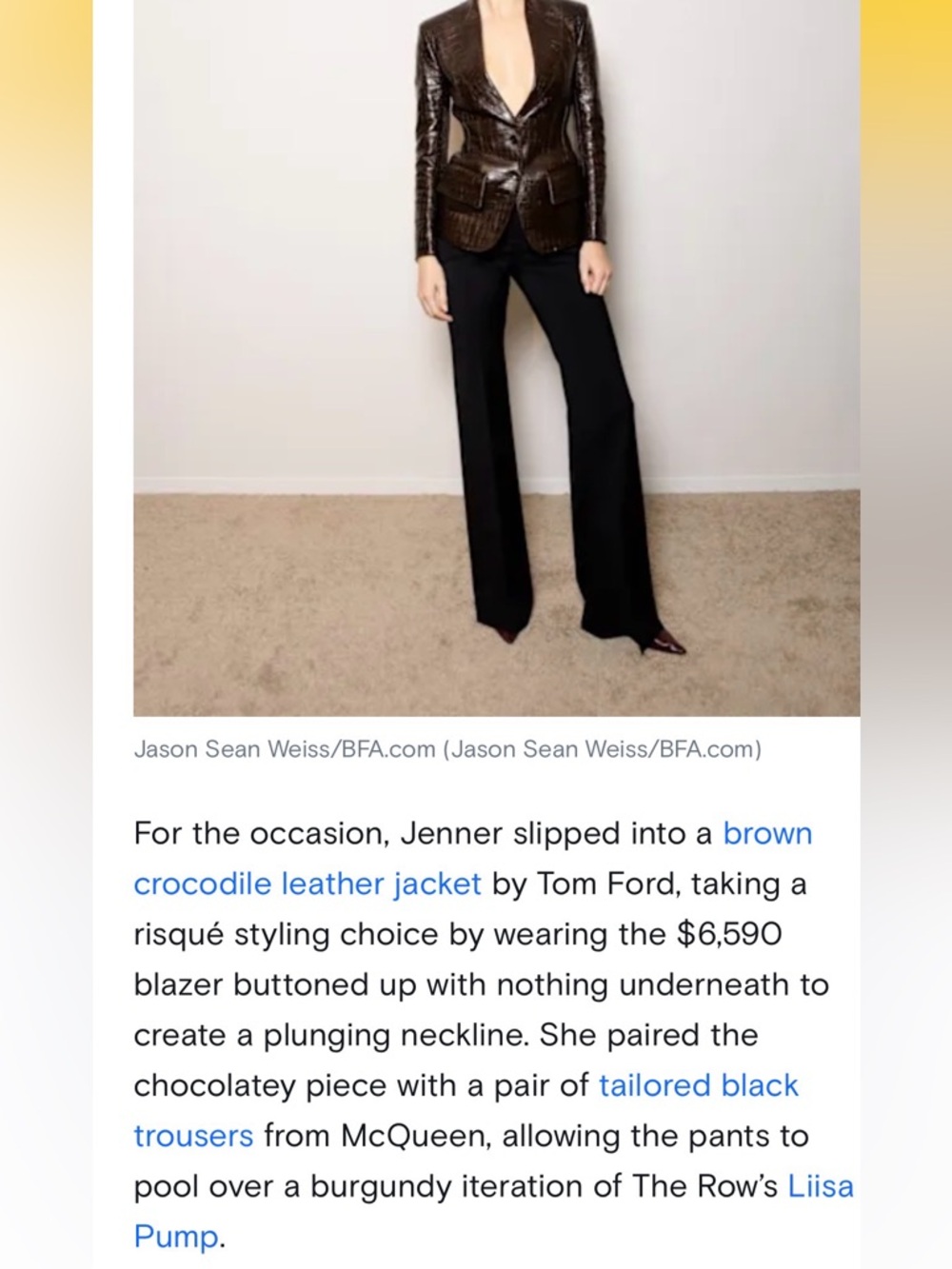 Tom Ford Dark Brown Crocodile leather Blazer ASO kendal Jenner - Picture 5 of 7